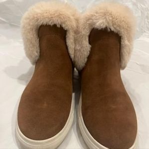 🔥J Slide Suede and Faux Fur Sneakers
